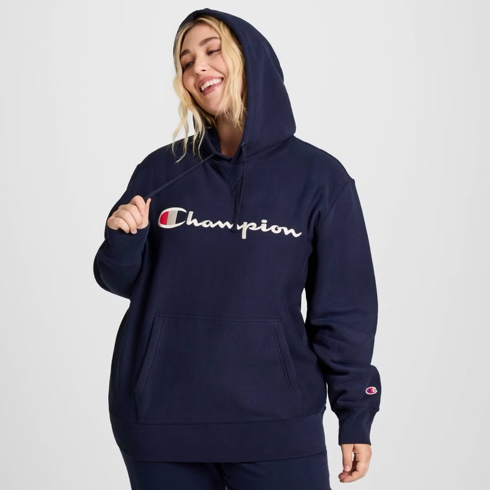 Champion Adult Sizing Iconic Embroidered Hoodie Navy Small